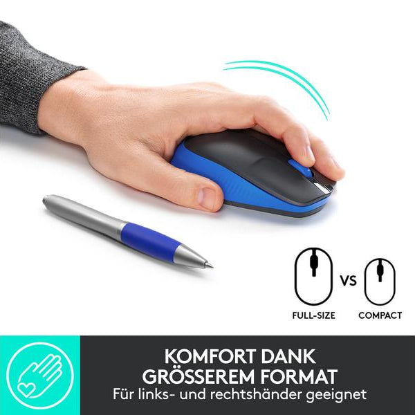 Logitech Maus M190 Blau/Schwarz, kabellos