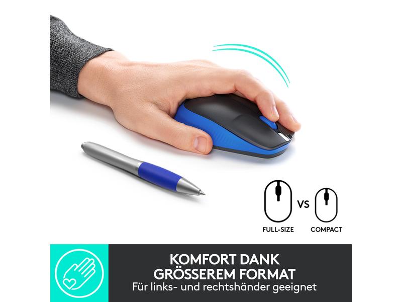 Logitech Maus M190 Blau/Schwarz, kabellos