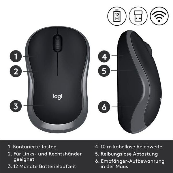 Logitech Wireless Mouse M185 - grau