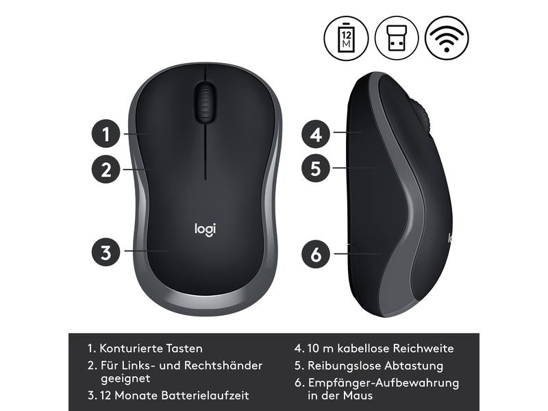 Logitech Wireless Mouse M185 - grau
