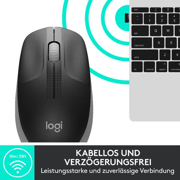 Logitech Maus M190 Grau/Schwarz, kabellos