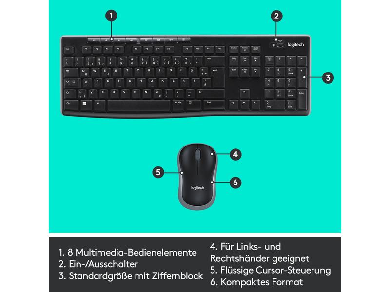 Logitech Tastatur-Maus-Set MK270 US-Layout