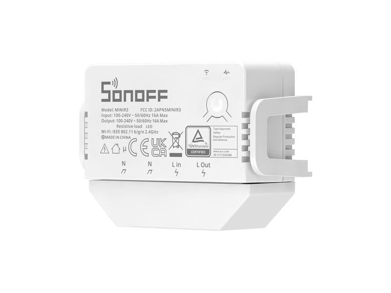 SONOFF WLAN-Schaltaktor MINIR3, 1-fach, 230 V 16 A Weiss