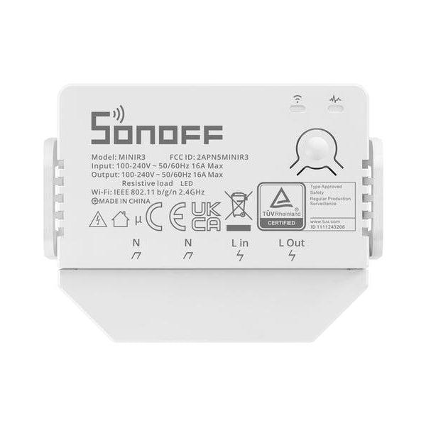 SONOFF WLAN-Schaltaktor MINIR3, 1-fach, 230 V 16 A Weiss