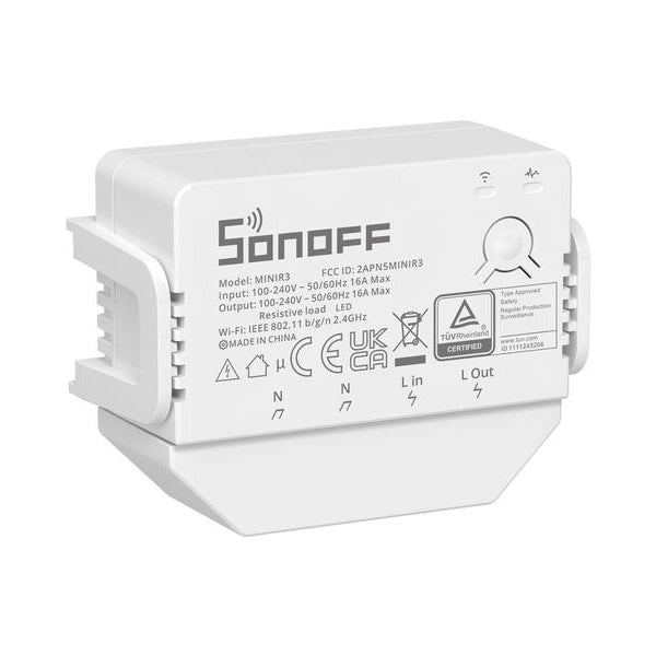 SONOFF WLAN-Schaltaktor MINIR3, 1-fach, 230 V 16 A Weiss