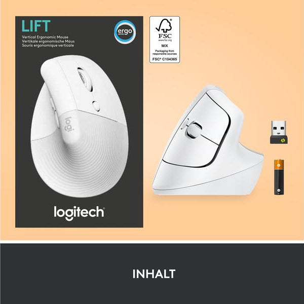 Logitech Ergonomische Maus Lift Off-white