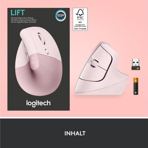 Logitech Ergonomische Maus Lift Rose