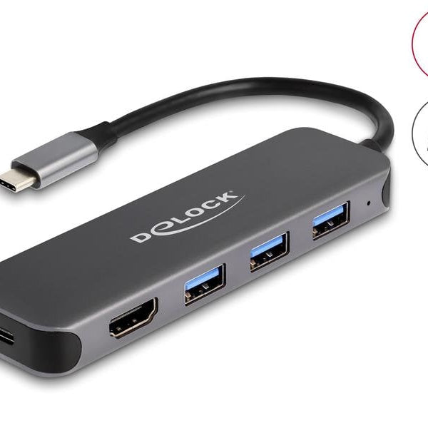 Delock Dockingstation 3x 3.1 Typ-A + 1x HDMI 4K, PD