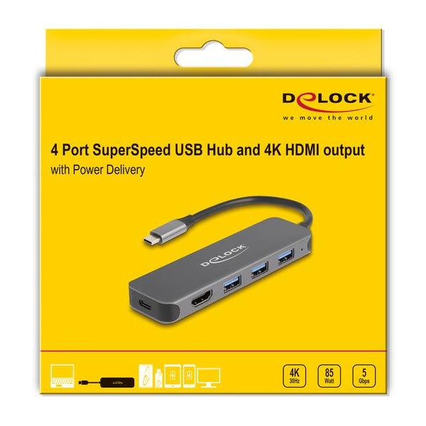 Delock Dockingstation 3x 3.1 Typ-A + 1x HDMI 4K, PD