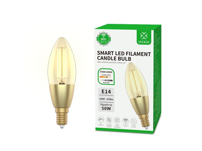 WOOX Leuchtmittel WiFi Smart Bulb Filament E14, 4.9W, 2700K-6500K