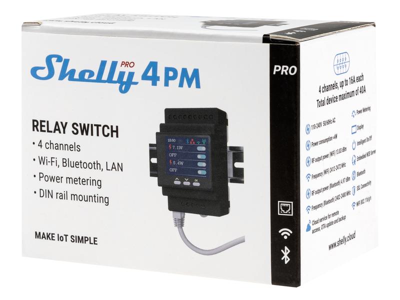 Shelly Pro 4PM LAN und WiFi-DIN-Rail Switch
