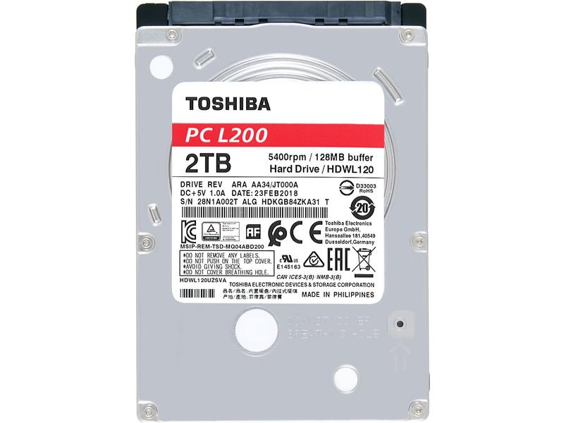 Toshiba L200 - 2TB - 2.5", SATA, 5.4k, 128MB