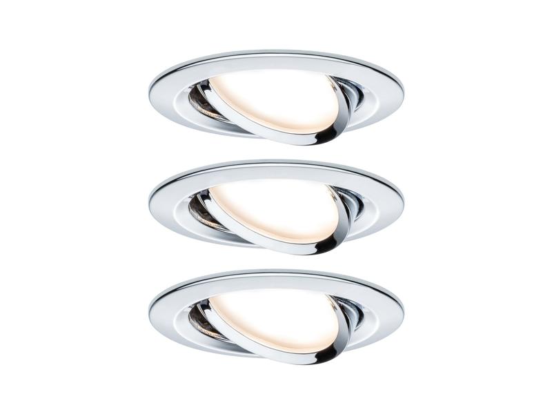 Paulmann Einbauspot Nova Coin 3-Stepdim Set, 3 x 6 W, 2700 K, Chrom