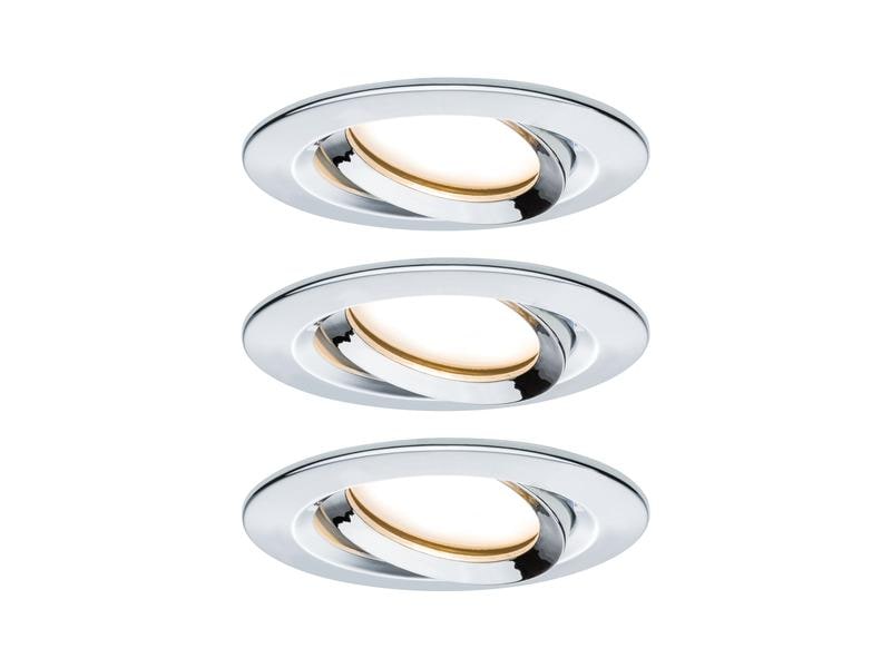 Paulmann Einbauspot Nova Plus Coin Set, 3 x 6 W, 2700 K, Chrom