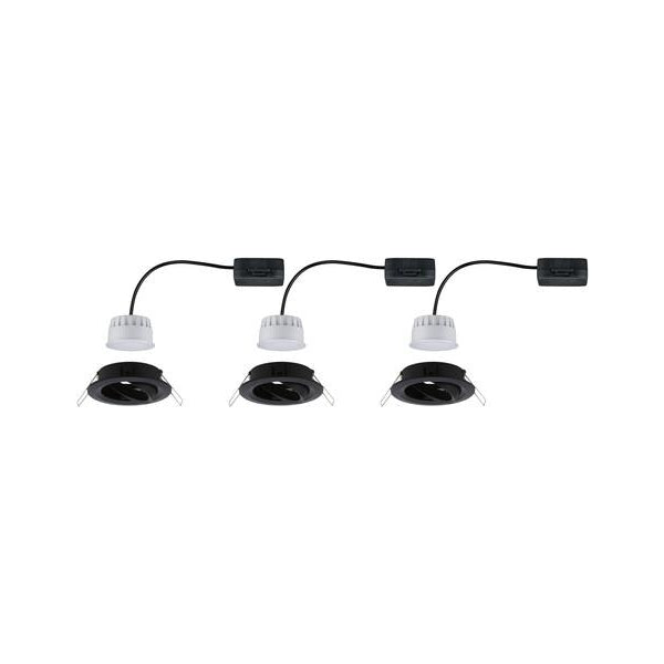 Paulmann Einbauspot Nova Coin 3-Stepdim Set, 3 x 6 W, 2700 K, Schwarz