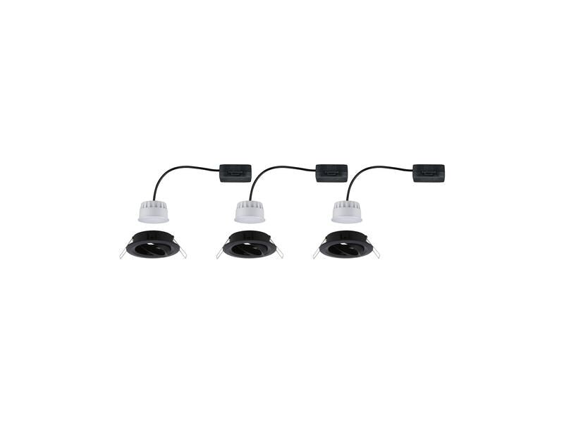 Paulmann Einbauspot Nova Coin 3-Stepdim Set, 3 x 6 W, 2700 K, Schwarz