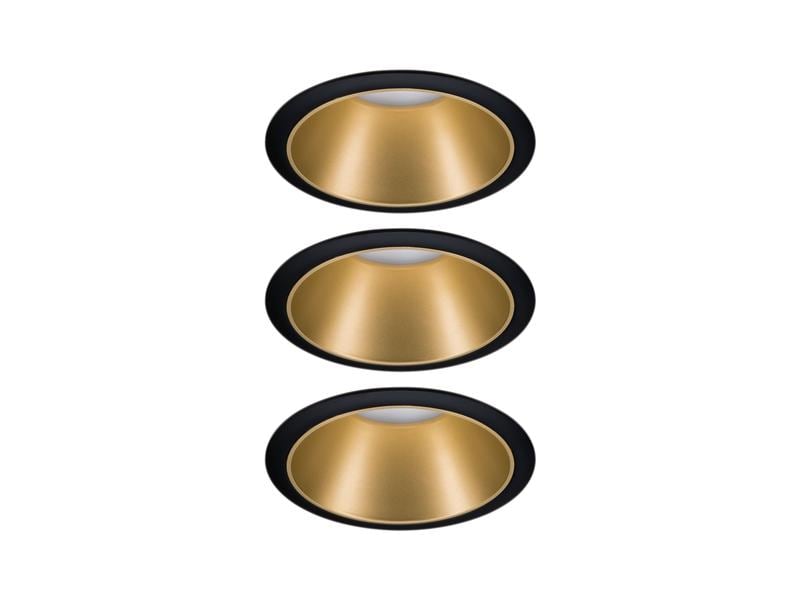 Paulmann Einbauspot Cole Coin 3-Stepdim Set, 18W, 2700K, Schwarz/Gold