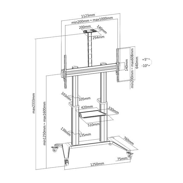PureMounts TV-Trolley PDS-0012C PureMounts DS, Schwarz