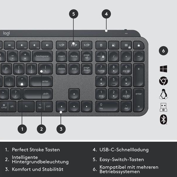 Logitech Tastatur Mx Keys for Business