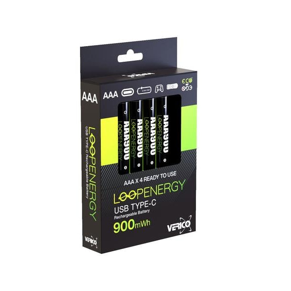 Verico Akku 4x AAA 600 mAh mit USB-C