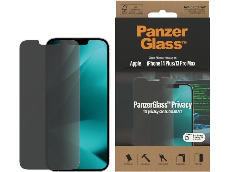Panzerglass Displayschutz Classic Fit Privacy iPhone 13 Pro Max/14 Plus