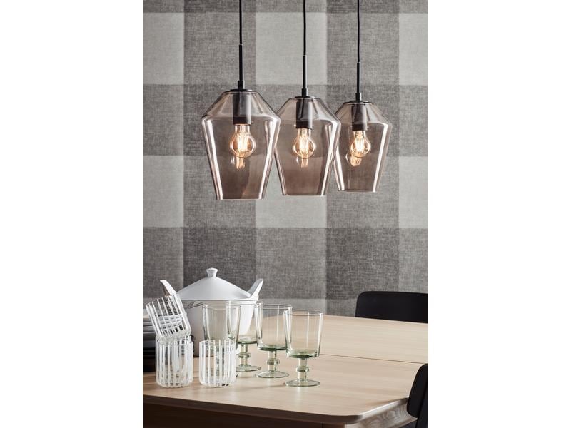 Markslöjd Pendelleuchte Retro, 3 x E27, max. 60W, Schwarz/Smoke