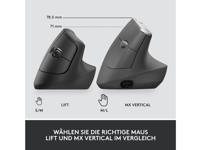 Logitech Ergonomische Maus Lift for Business Graphite