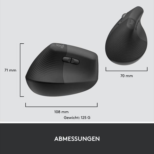 Logitech Ergonomische Maus Lift for Business Left Graphite