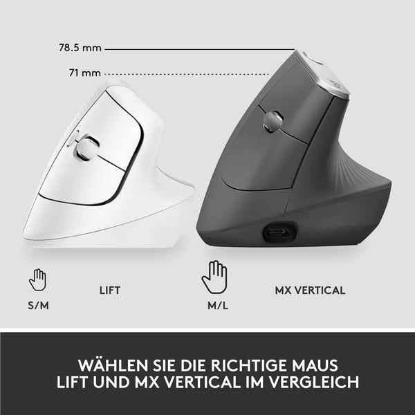 Logitech Ergonomische Maus Lift for Business Off-white