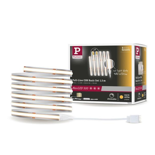 Paulmann LED-Stripe MaxLED 500 Basis Set COB, 2700 K, 1.5 m, Silber