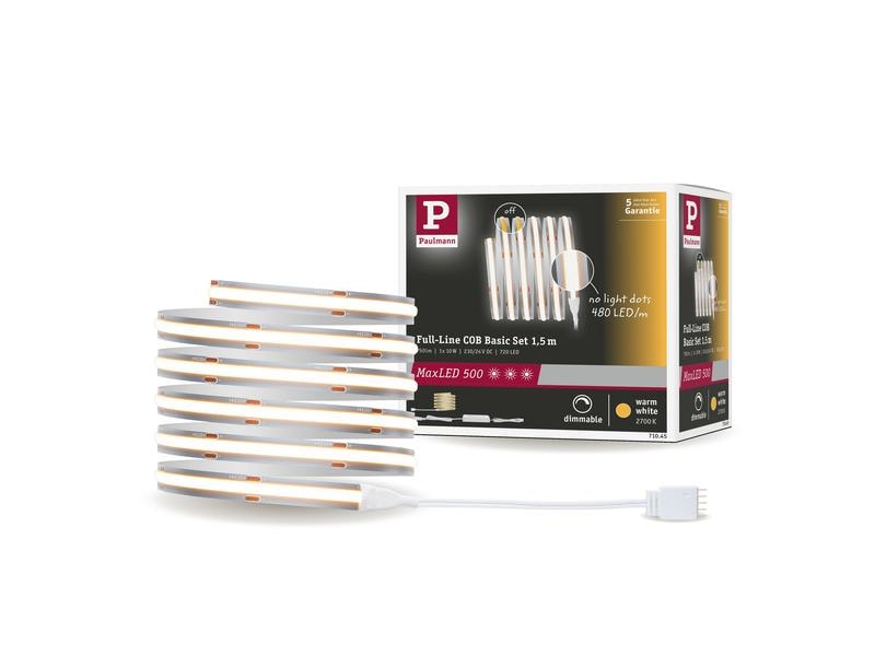 Paulmann LED-Stripe MaxLED 500 Basis Set COB, 2700 K, 1.5 m, Silber