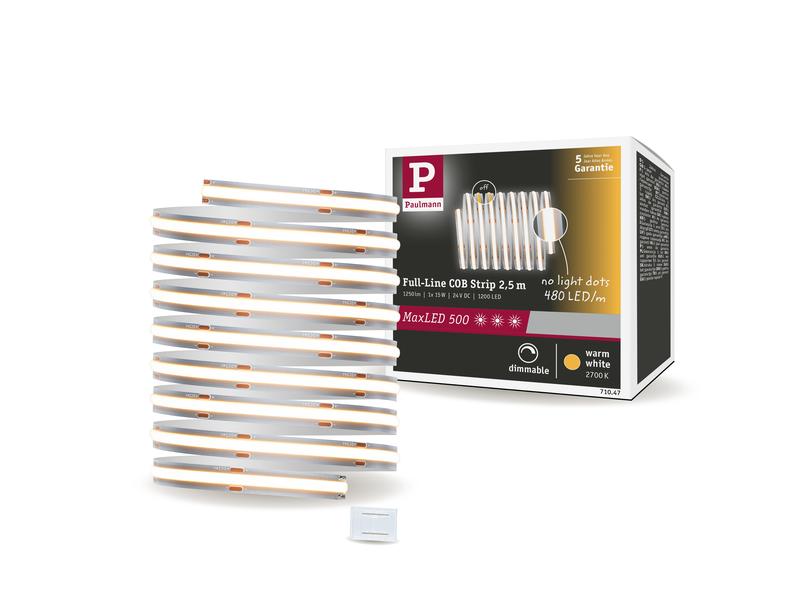 Paulmann LED-Stripe MaxLED 500 Einzelstripe COB, 2700K, 2.5m, Silber