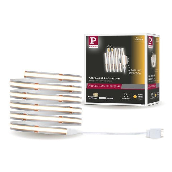 Paulmann LED-Stripe MaxLED 1000 BasisSet COB, 2700 K, 1.5 m, Silber