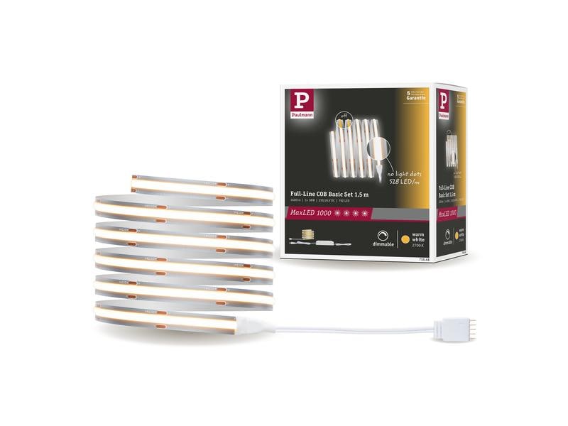 Paulmann LED-Stripe MaxLED 1000 BasisSet COB, 2700 K, 1.5 m, Silber