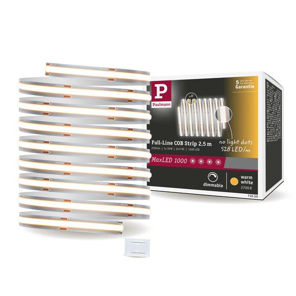 Paulmann LED-Stripe MaxLED 1000 Einzelstripe COB, 2700K, 2.5m, Silber