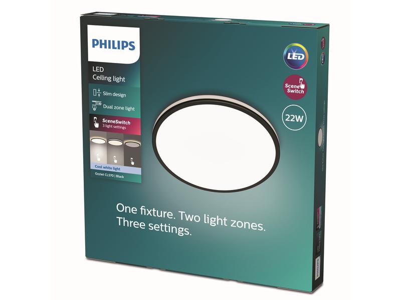 Philips Ozziet Deckenleuchte schwarz 2500 lm SceneSwitch