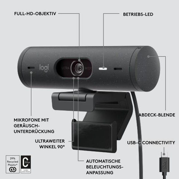 Logitech Webcam Brio 500 Graphite