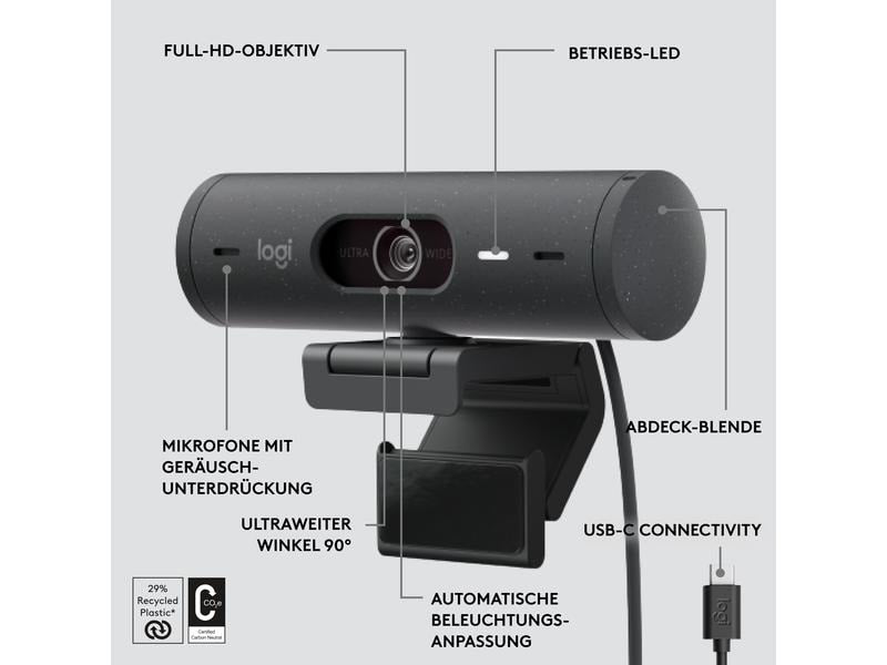 Logitech Webcam Brio 500 Graphite