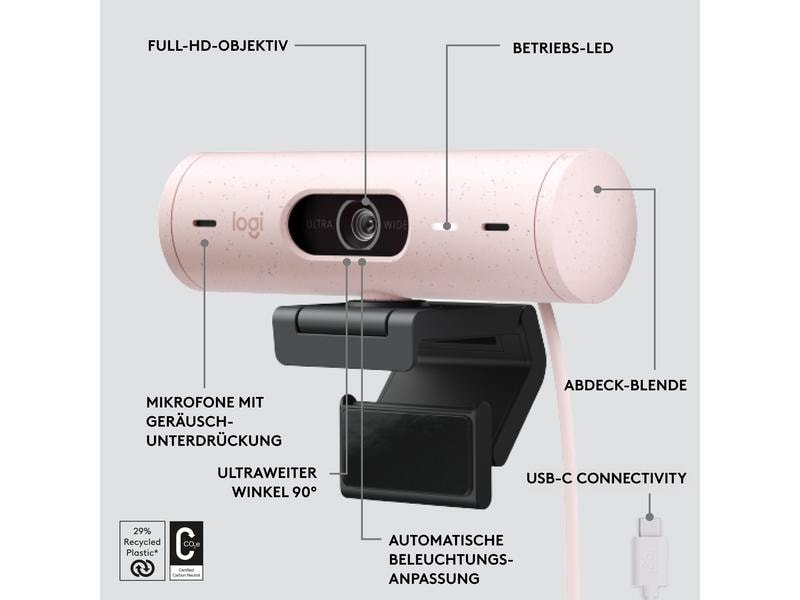 Logitech Webcam Brio 500 Rosa