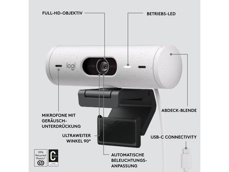Logitech Webcam Brio 500 Weiss