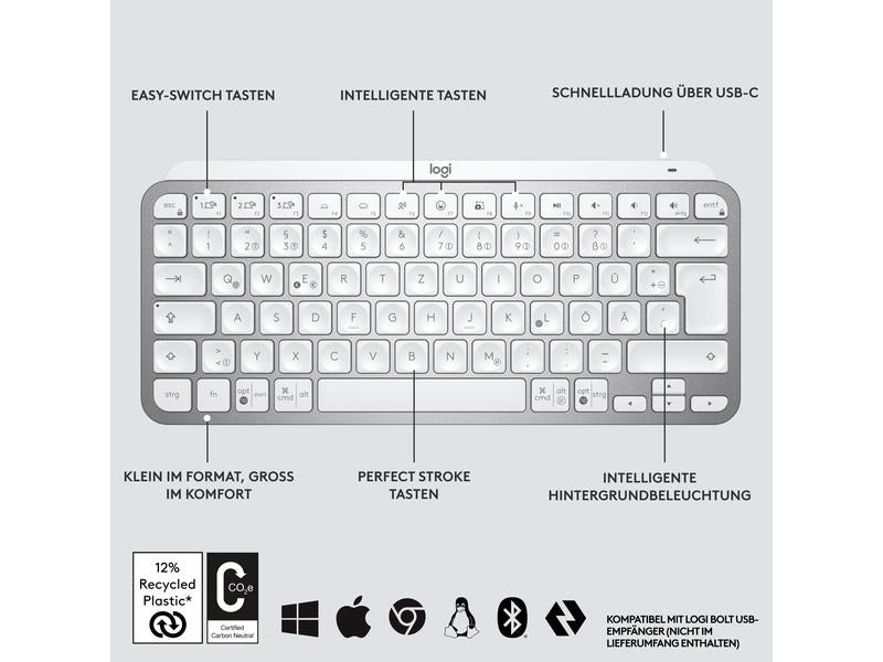 Logitech Tastatur MX Keys Mini Pale Grey CH-Layout