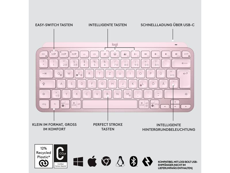 Logitech Tastatur MX Keys Mini Rose CH-Layout