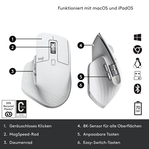 Logitech Maus MX Master 3S Pale Grey