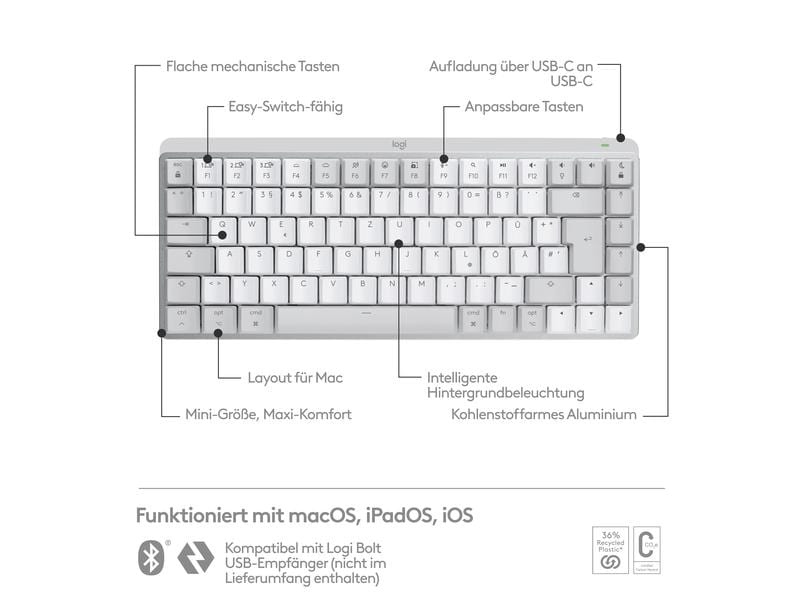 Logitech Tastatur MX Mechanical Mini for Mac pale grey