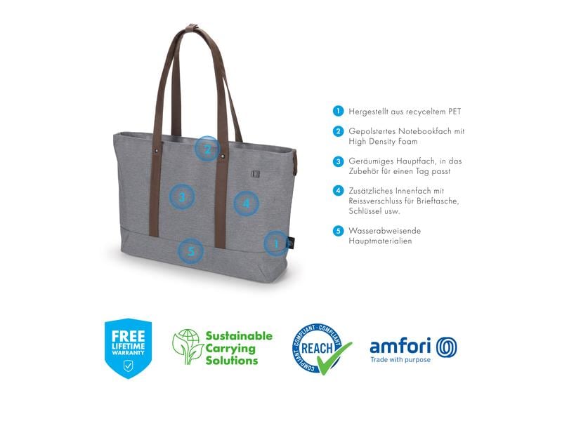 DICOTA Notebooktasche Shopper Eco MOTION 14.1 " Grau