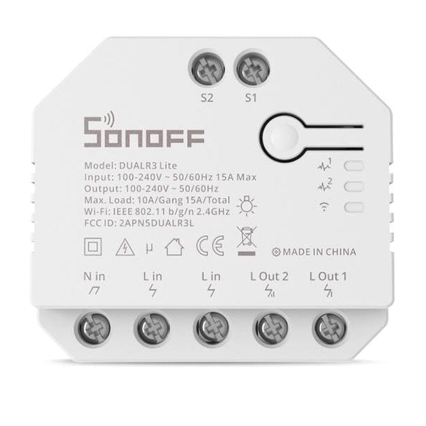 SONOFF WiFi-Rolladenaktor DUALR3Lite, 2-fach, 230 V, 10A