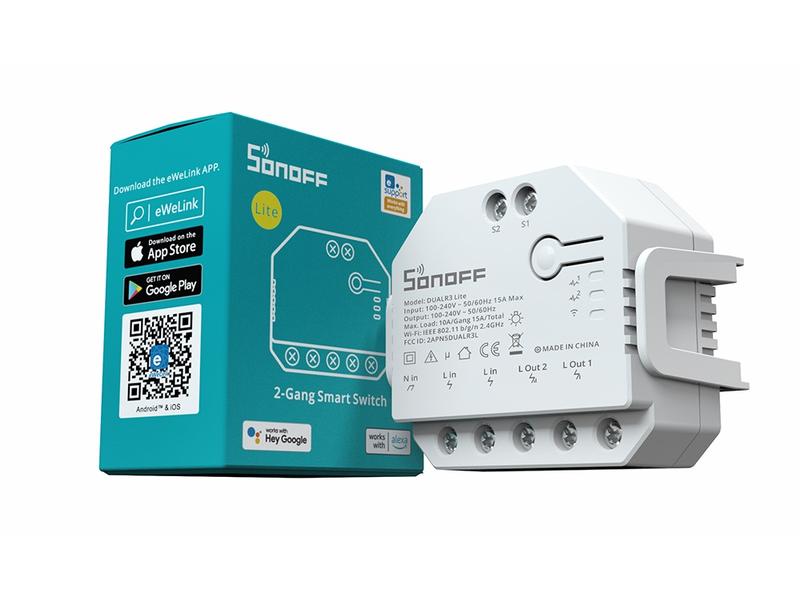 SONOFF WiFi-Rolladenaktor DUALR3Lite, 2-fach, 230 V, 10A