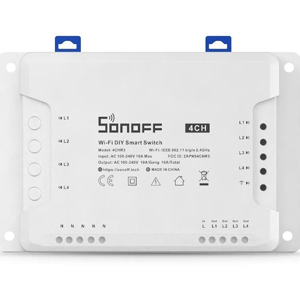 SONOFF WLAN-Schaltaktor 4CHR3, 4-fach, 230 V, 10 A, Weiss