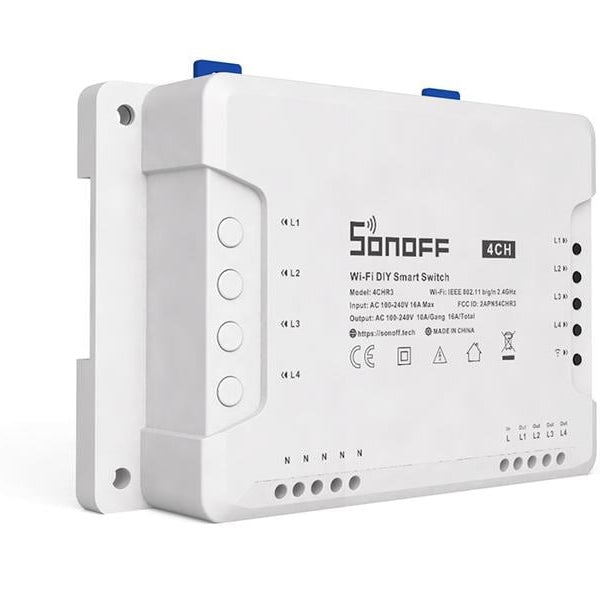 SONOFF WLAN-Schaltaktor 4CHR3, 4-fach, 230 V, 10 A, Weiss