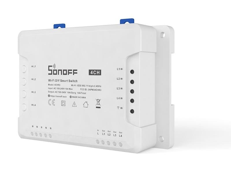 SONOFF WLAN-Schaltaktor 4CHR3, 4-fach, 230 V, 10 A, Weiss